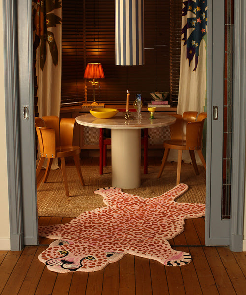 Doing Goods Pink Luipaard Vloerkleed - XL 250 x 160 x 2 cm - 100% wol
