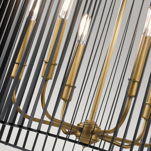 Elstead Kichler Linara Draadframe hanglamp zwart en natuurlijk messing