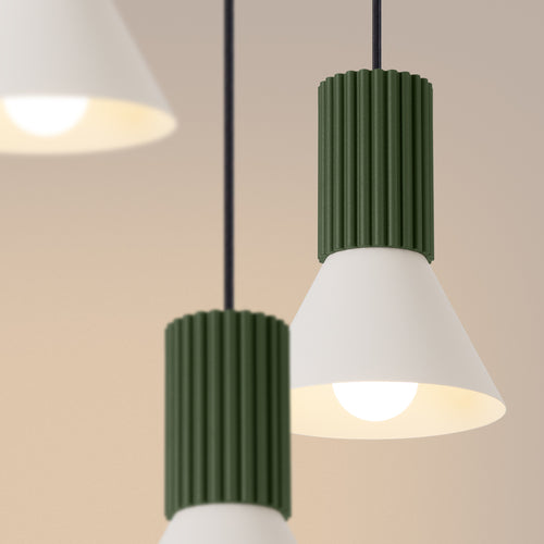 Sollux Lighting Hanglamp ESTRIA 3P beige/olijfgroen - 30x30x120cm