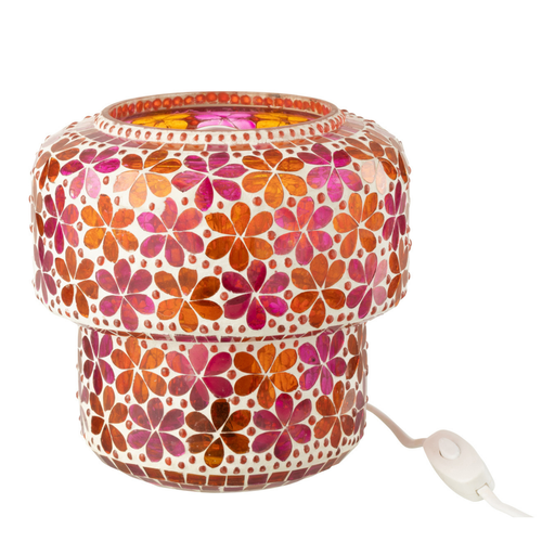 J-Line tafellamp Mozaïek - glas - roze/oranje - small