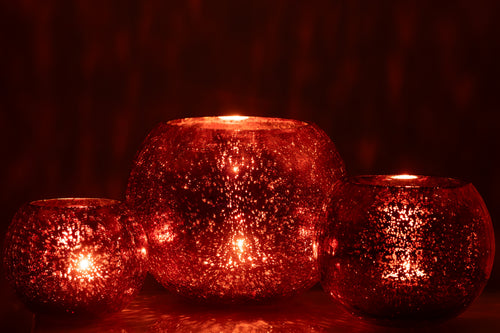 J-Line theelichthouder Bal Craquelé - glas - roze - large