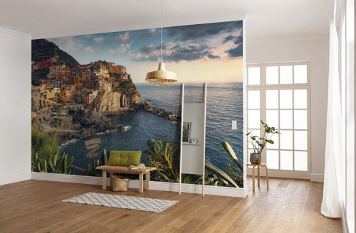 Sanders & Sanders fotobehang Cinque Terre groen, beige en blauw - 450 x 280 cm - 612673