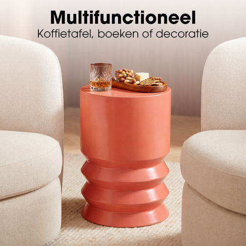 Mica Decorations Mart Bijzettafel – Bijzettafel Rond – Tafeltje – Koffietafel – Bijzet Tafel voor Woonkamer – Ook als Plantentafeltje of