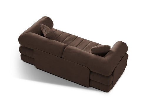 Cosmopolitan Design Converteerbare bank Kemi 3-zits, flueel chocolade - 95x206x70cm