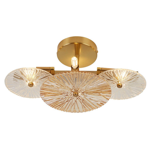 Searchlight Wagon Wheel Wand/Flush met 6 lampen, brons-amber glas