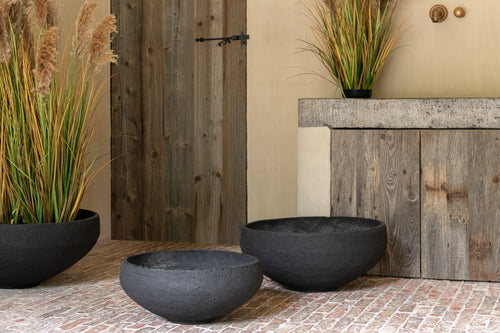 J-Line schaal Vezelklei - keramiek - zwart - 3 stuks - Ø 69.5 cm