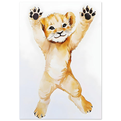 Artfulprints Poster Springende baby tijger   - 70x100 cm - Meerkleurig