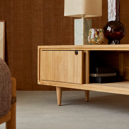 Tikamoon Massief teakhouten tv-meubel 140 cm - Naturel - vtwonen shop