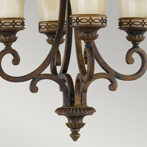 Elstead Drawing Room - Multi-arm kroonluchter met 4 lichte walnoten afwerking, E27