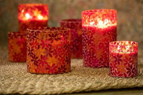 J-Line geurkaars Bloemen Mozaiek - Tender Rose - mix - large - 2 stuks - 75U