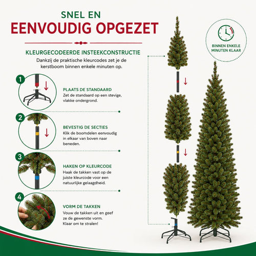 Triumph Tree Bristlecone Pilar Kerstboom - Smalle Kunstboom voor Kleine Ruimtes - Kerstversiering met Natuurlijke Uitstraling en Bruine Takken - H185