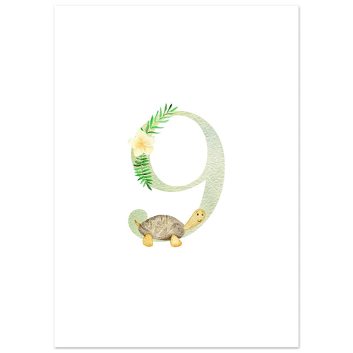 Artfulprints Poster Cijfer 9 kinderkamer   - 50x70 cm - Meerkleurig