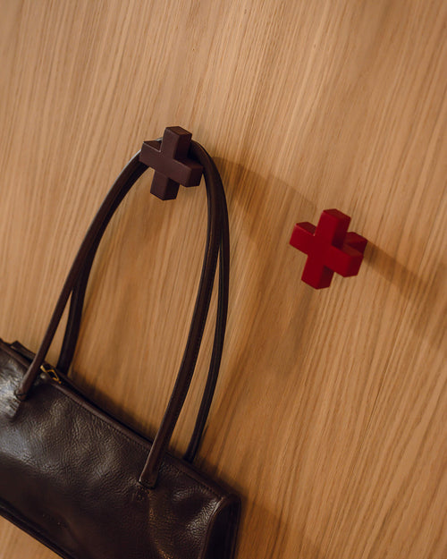 noo.ma Dodi houten wandhaken set van 2 - Wine Berry