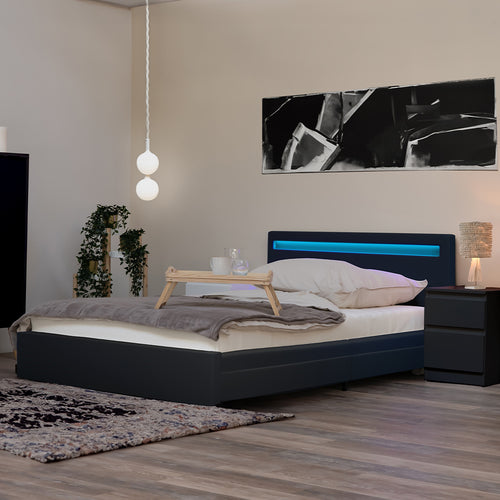 Home Deluxe LED bed NUBE donkergrijs 140 x 200 cm - vtwonen shop