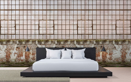 Livingwalls fotobehang stenen muur crème, bruin, groen en beige - 159 x 280 cm - AS-392441 - vtwonen shop