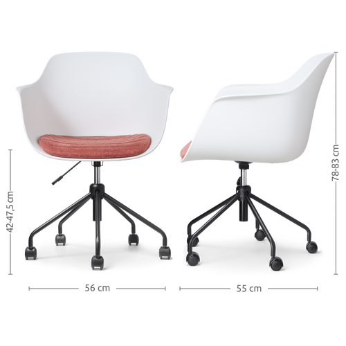 Nolon Nout-Liz Bureaustoel Wit - Terracotta Kussen - Zwart Onderstel - vtwonen shop