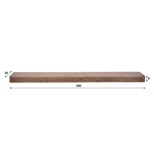 Giga Meubel Wandplank Carve - Bruin Hout - 200x25x8cm
