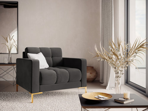 Cosmopolitan Design Fauteuil Bali flueel, donkergrijs - 96x87x75cm