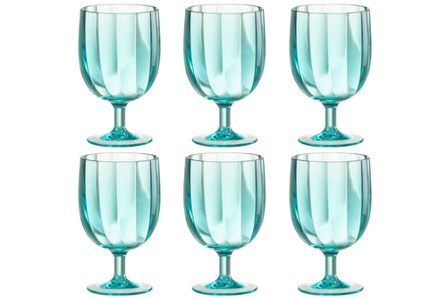 J-Line wijnglas - plastic - blauw - 6 stuks - vtwonen shop