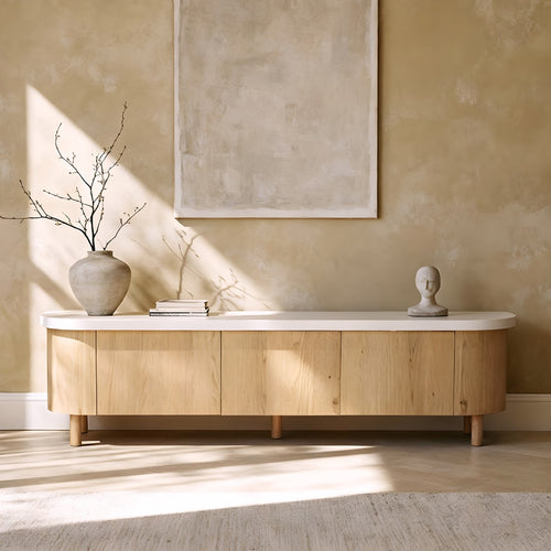 DÉJA Living Tv-meubel Toledo - Naturel Hout/Terrazzo - 180x40x35cm - vtwonen shop