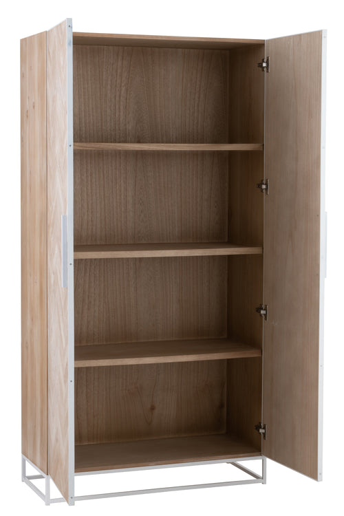 J-Line kast Hoog 2 Deuren Zigzag - hout/metaal - naturel/wit - vtwonen shop