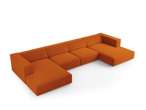 Cosmopolitan Design Panoramische bank Arendal 6-zits, flueel, terracotta - 166x364x70cm