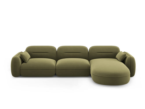 Cosmopolitan Design Modulaire hoekbank rechts Sydney 4-zits, flueel, lichtgroen - 165x320x70cm