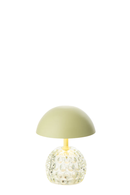 J-Line lamp Champignon - ijzer/glas - lichtgroen - LED lichtjes