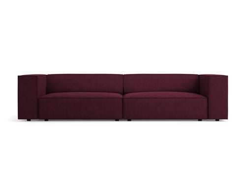 Cosmopolitan Design Bank Arendal 4-zits, chenille met ribbeleffect, robijn - 102x244x70cm