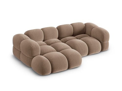 Cosmopolitan Design linker hoekbank Loretto 3-zits, flueel donkerbeige - 147x250x68cm