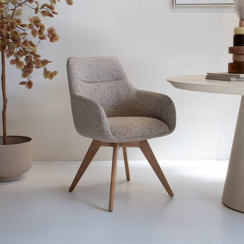 DÉJA Living Eetkamerstoel Noé - Taupe/Naturel - Draaibaar - Set van 2 - vtwonen shop