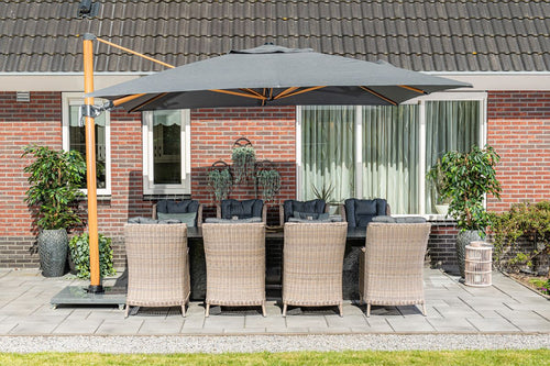 Hawaii Big Pole II parasol - 350x350 cm - l. teaklook -royal antraciet - vtwonen shop