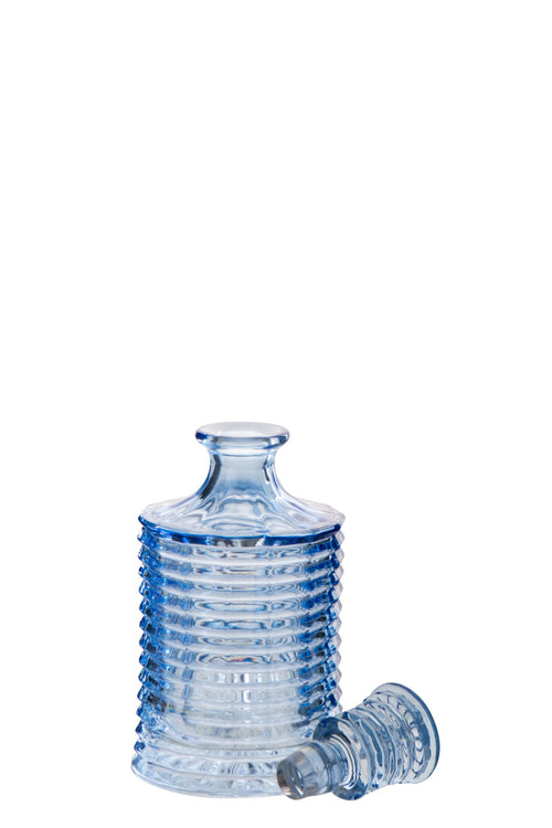 J-Line karaf Geribbeld - glas - lichtblauw