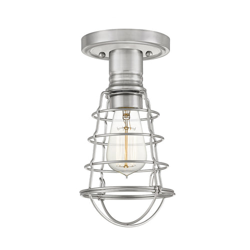 Elstead Quoizel Mixon Semi Flush Plafondlamp Geborsteld Nikkel