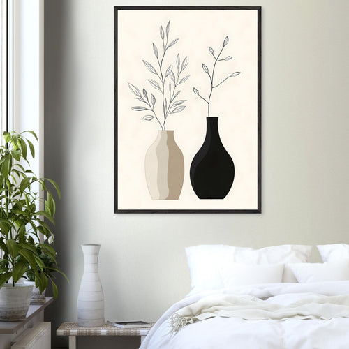 Artfulprints Poster Boho – Calm vase   - 30x40 cm - Zwart / Wit