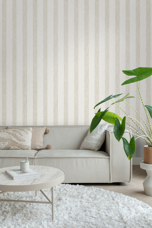 Sanders & Sanders behang geschilderde strepen beige en wit - 53 cm x 10,05 m - 640757