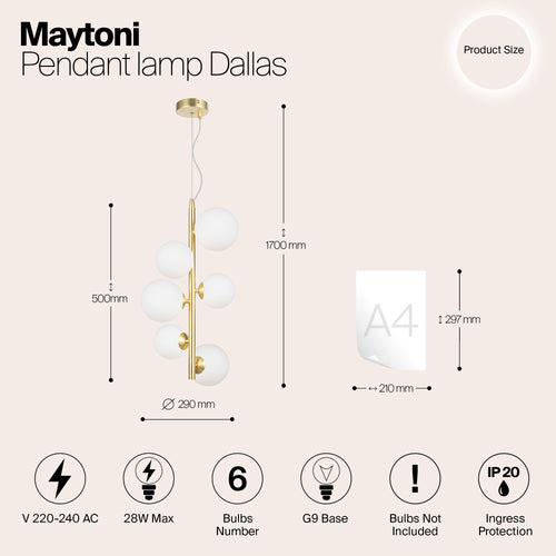 Maytoni - Hanglamp Dallas - Goud - Ø29 - vtwonen shop