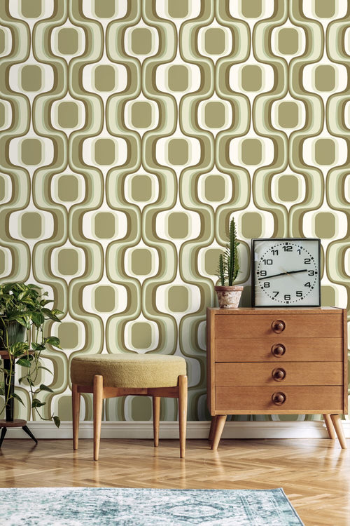 ESTAhome behang retro ornamenten groen - 50 x 900 cm - 131586