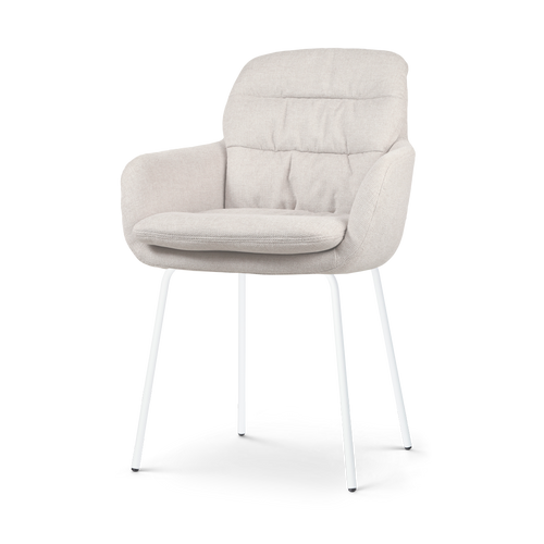 Nolon Nora-Mia Eetkamerstoel Beige - met Armleuning - Wit - vtwonen shop