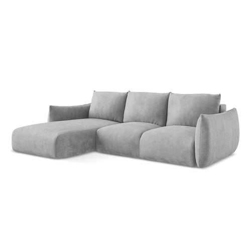 LaMiaSofa hoekbank links Savona - chenille stof - lichtgrijs - 242x162x90