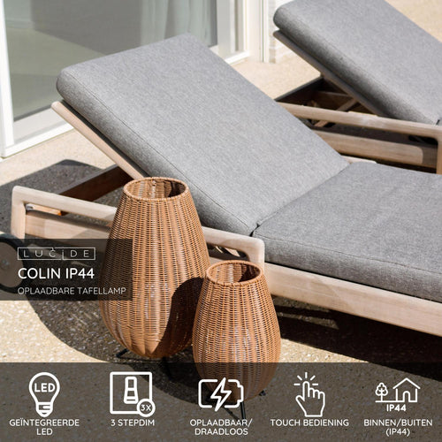 Lucide tafellamp COLIN IP44 - Geïntegreerde LED - Naturel - vtwonen shop