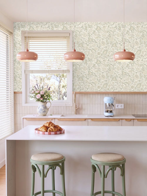 ESTAhome behang vintage bloemen blauwgroen - 50 x 900 cm - 132237