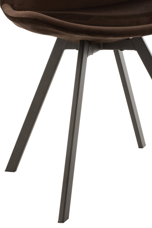 J-Line stoel Helene - metaal/textiel - donkerbruin - 2 stuks