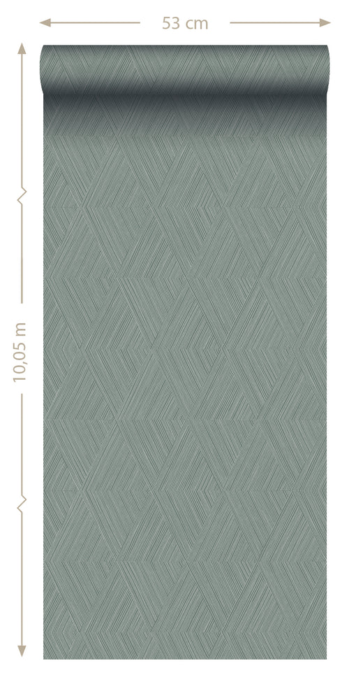 Origin Wallcoverings behang grafisch 3D motief groen grijs - 50 x 900 cm - 347842 - vtwonen shop