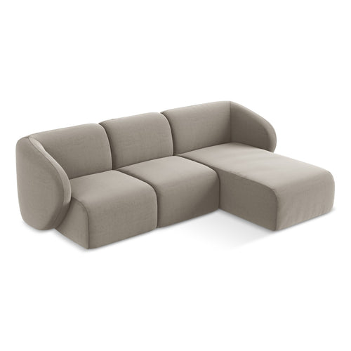 LaMiaSofa hoekbank rechts Cervo - velours - taupe - 248x166x78