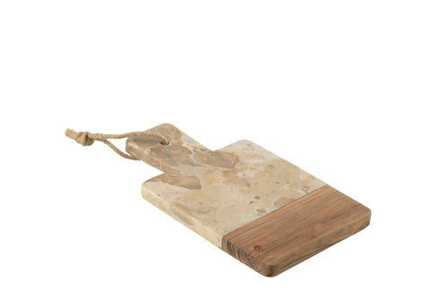J-Line kaasplank Rechthoek Marmer - steen - biege/naturel - small
