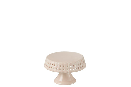 J-Line bord Cake - taartplateau - keramiek - roze - small - vtwonen shop