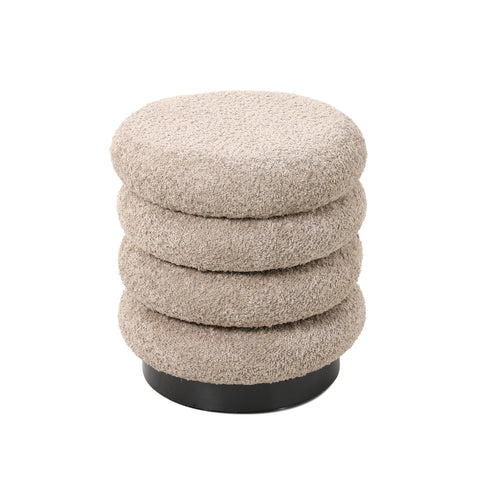 Giga Meubel Poef Matthijs - Taupe - Bouclé - 38x38x40cm - vtwonen shop