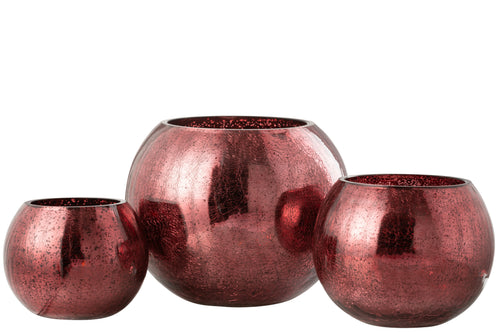 J-Line theelichthouder Bal Craquelé - glas - roze - large