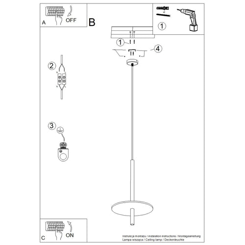 Sollux Lighting Hanglamp FELTRO 1 zwart/navy - 30x30x126cm